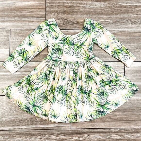 NWT! Grey Vintage Pink Palm Twirl Dress Size 2T - Picture 1 of 4